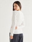 Whistle Rib Cardi Long Sleeve V-Neck, Ivory product photo View 02 S