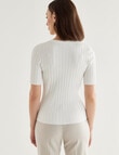 Oliver Black Short Sleeve V-Neck Rib Top, Ivory product photo View 02 S