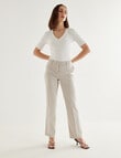 Oliver Black Short Sleeve V-Neck Rib Top, Ivory product photo View 03 S