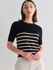 Oliver Black Stripe Short Sleeve Knit Jumper, Black product photo