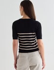 Oliver Black Stripe Short Sleeve Knit Jumper, Black product photo View 02 S