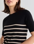 Oliver Black Stripe Short Sleeve Knit Jumper, Black product photo View 04 S