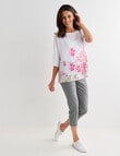 Ella J Lily Border Print Top, White product photo View 03 S