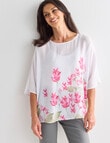 Ella J Lily Border Print Top, White product photo View 05 S