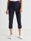 Ella J Bengaline Wide Leg Crop Pant, Washed Navy product photo