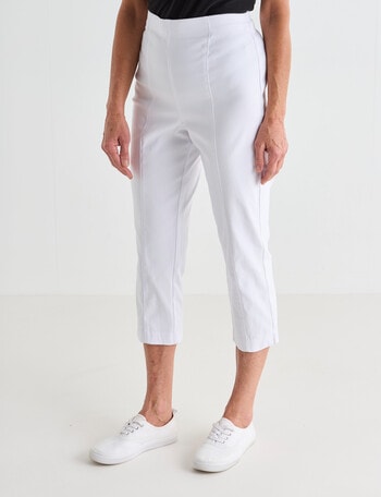 Ella J Bengaline Wide Leg Crop Pant, White product photo