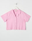 Switch Linen Blend Short Sleeve Shirt, Fondant Pink product photo