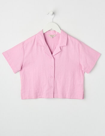 Switch Linen Blend Short Sleeve Shirt, Fondant Pink product photo