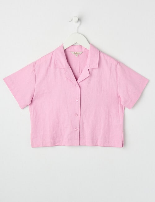 Switch Linen Blend Short Sleeve Shirt, Fondant Pink product photo