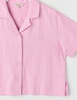 Switch Linen Blend Short Sleeve Shirt, Fondant Pink product photo View 02 S