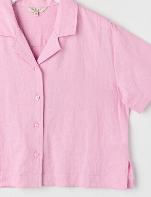 Switch Linen Blend Short Sleeve Shirt, Fondant Pink product photo View 02 L