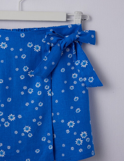 Switch Floral Linen Blend Wrap Skort, Cobalt product photo View 02 L