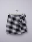 Switch Gingham Linen Blend Wrap Skort, Black & White product photo