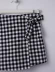 Switch Gingham Linen Blend Wrap Skort, Black & White product photo View 02 S