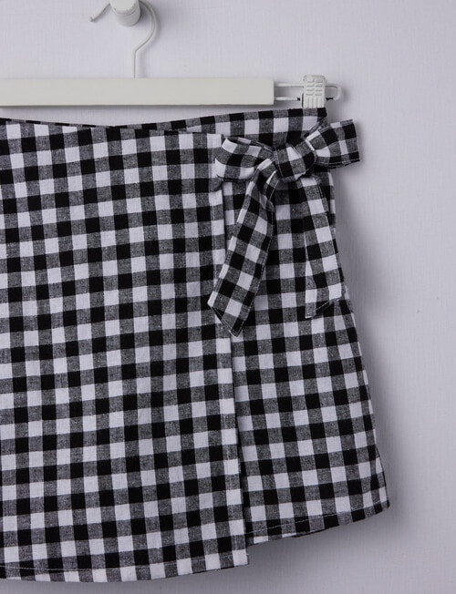 Switch Gingham Linen Blend Wrap Skort, Black & White product photo View 02 L