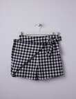 Switch Gingham Linen Blend Wrap Skort, Black & White product photo View 03 S