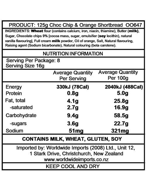 Campbells Choc Chip & Orange Fingers, 125g product photo View 20 L