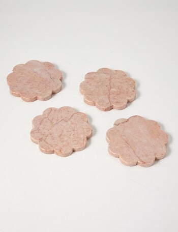 Amy Piper Mia Flower Marble Coaster, Set of 4, Pink product photo