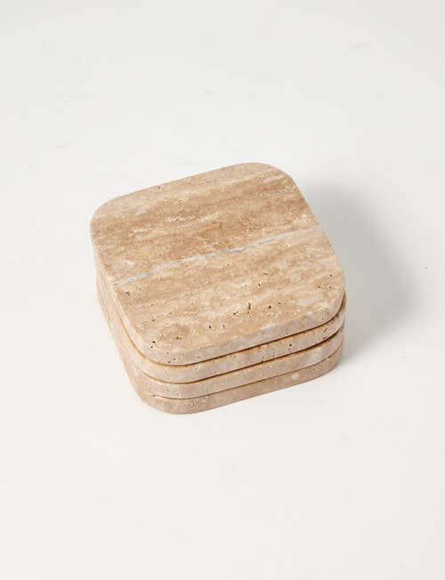 Amy Piper Mia Coaster, Set of 4, Travertine product photo View 02 L