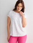 Ella J Animal Print Boxy Crew Neck Short Sleeve Tee, White product photo