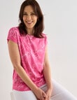 Ella J Etching Boxy Crew Neck Short Sleeve Tee, Pink product photo