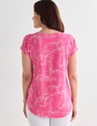 Ella J Etching Boxy Crew Neck Short Sleeve Tee, Pink product photo View 02 S