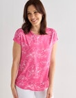 Ella J Etching Boxy Crew Neck Short Sleeve Tee, Pink product photo View 05 S