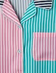 Sleep Squad Spliced Stripe Satin PJ Set, Pink & Aqua, 8-16 product photo View 02 S