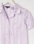 Sleep Squad Jacquard Stripe Satin PJ Set, Lavender, 8-16 product photo View 02 S