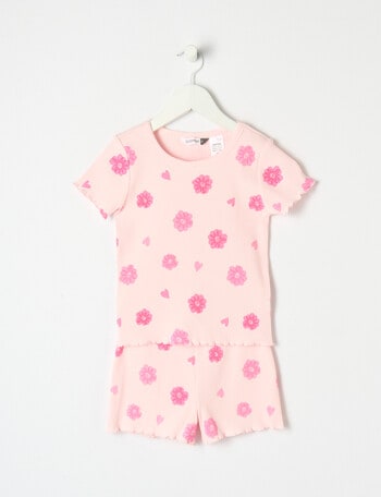 Sleep Mode Rib Tee Short PJ Set, Pink, 2-8 product photo