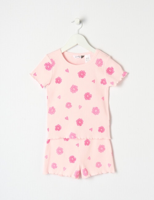 Sleep Mode Rib Tee Short PJ Set, Pink, 2-8 product photo