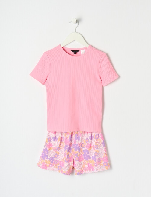 Sleep Squad Floral Doll, Rib Tee Viscose Short PJ Set, 8-16 product photo