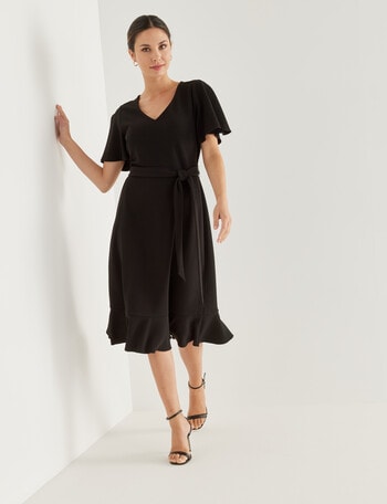 Whistle V-Neck Fit & Flare Dress, Black product photo