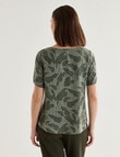 Oliver Black Short Sleeve Round Neck Top, Olive Leaf product photo View 02 S