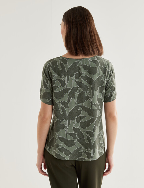 Oliver Black Short Sleeve Round Neck Top, Olive Leaf product photo View 02 L