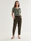 Oliver Black Short Sleeve Round Neck Top, Olive Leaf product photo View 03 S