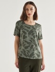 Oliver Black Short Sleeve Round Neck Top, Olive Leaf product photo View 04 S