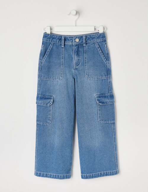 Mac & Ellie Denim Cargo Pant, Light Blue product photo