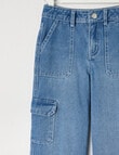 Mac & Ellie Denim Cargo Pant, Light Blue product photo View 03 S