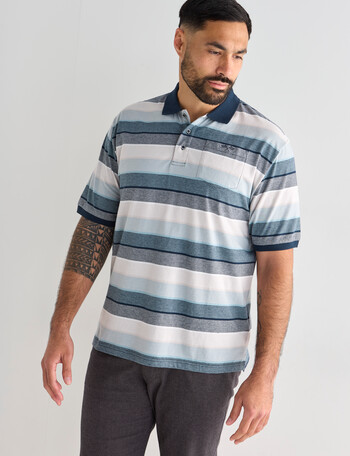 Logan Rudder Stripe Short Sleeve Polo Shirt, Teal product photo