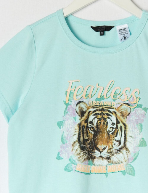 Sleep Squad Fearless Tiger, Knit Woven Short PJ Set, Mint, 8-16 product photo View 02 L