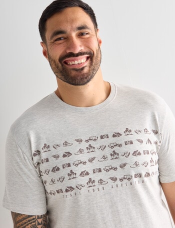 Kauri Trail Print T-Shirt, Natural Marle product photo