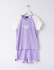 Sleep Squad Rib Sporty Short PJ Set, Lilac, 8-16 product photo