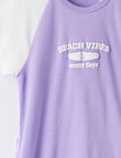 Sleep Squad Rib Sporty Short PJ Set, Lilac, 8-16 product photo View 02 S