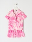 Sleep Mode Marble Print Satin PJ Set, Pink 2-8 product photo