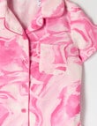 Sleep Mode Marble Print Satin PJ Set, Pink 2-8 product photo View 02 S