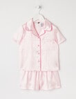 Sleep Mode Jacquard Heart Satin PJ Set, Blush 2-8 product photo