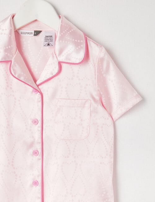 Sleep Mode Jacquard Heart Satin PJ Set, Blush 2-8 product photo View 02 L