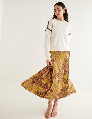 State of play Sophia Whipstitched Linen Skirt, Peach product photo