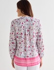 Ella J Border Print Long Sleeve Top, Pale Pink product photo View 02 S